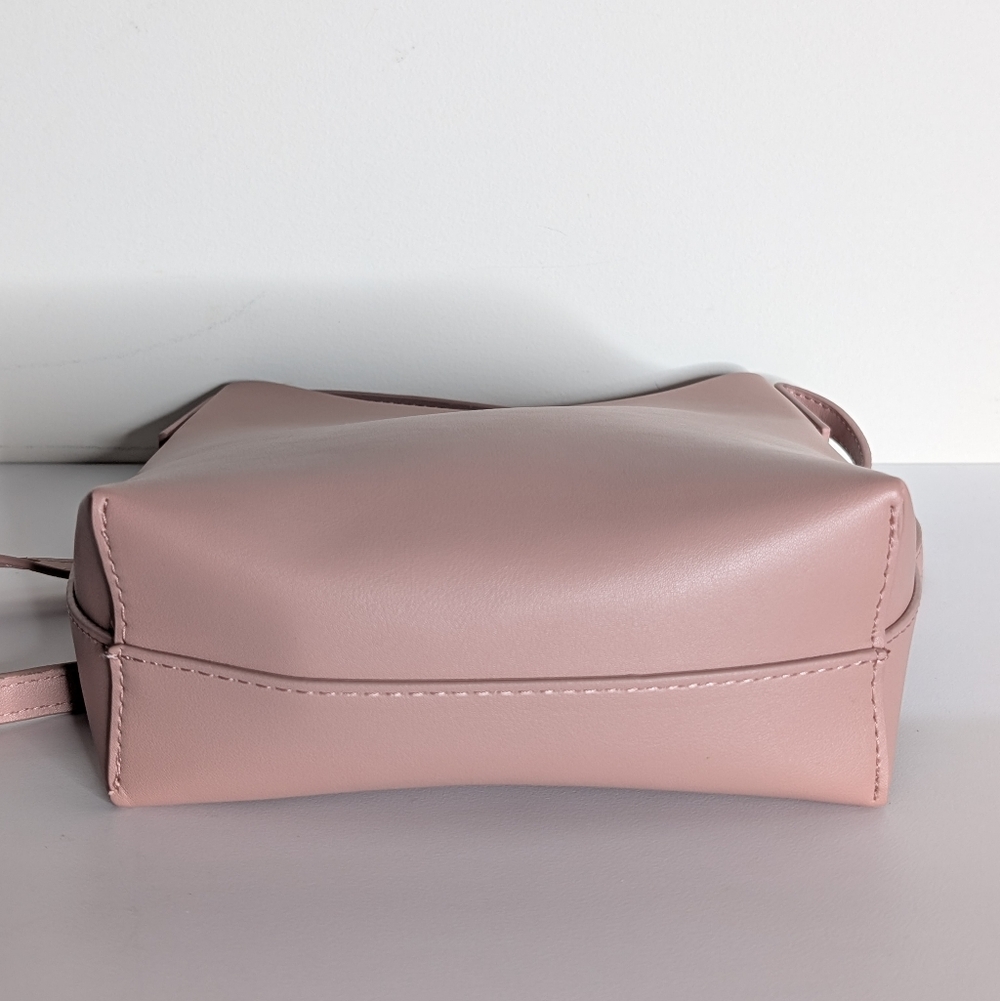 Anthropologie Samara Vegan Leather Minimalist Crossbody Pink Peony Medium - Picture 5 of 11